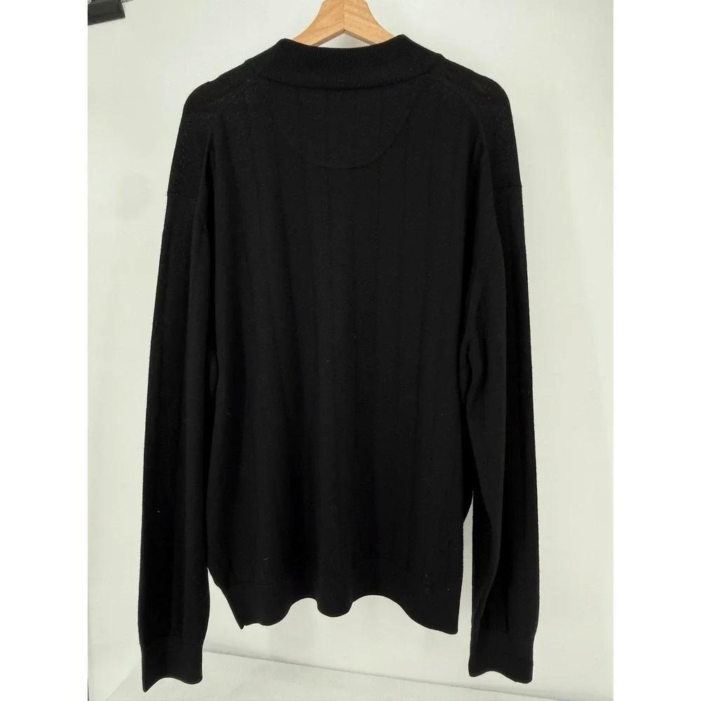Ben Hogan Sweater Mens XL‎ Black 100% Merino Wool Mock Neck Long Sleeve Knit